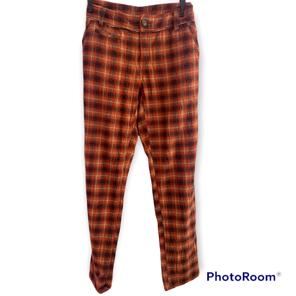 Free People Red Plaid pants
